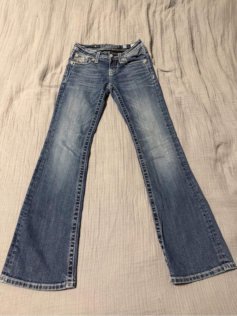 Miss Me Girl’s Size 10 Rhinestone Blue Jeans Bootcut - Classic Mid Wash